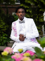 Latest White Coat 3 Pieces One Button Prom Suits Shawl Lapel Homecoming Tuxedo-Ballbella