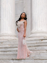 Romantic Strapless Sleeveless Mermaid Prom Dresses Column Gem With Lace-Up Back-Ballbella