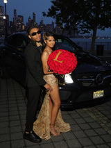 Romantic V-Neck Strapless Sleeveless Mermaid Prom Dresses Sheath Gem With High Split-Ballbella