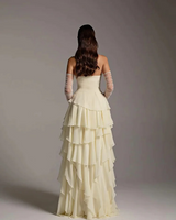 Strapless A-line Ruffles Ivory Elegant Floor length Evening Dresses-Ballbella
