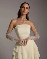 Strapless A-line Ruffles Ivory Elegant Floor length Evening Dresses