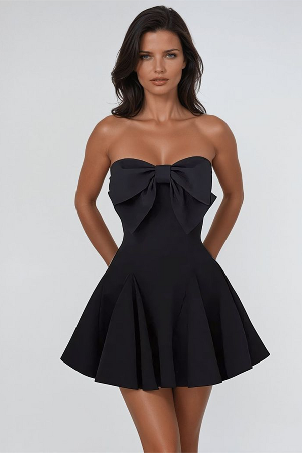 Classy Dark Grey Strapless Sweetheart Homecoming Dresses Sleeveless Mini With Bowknot Pleats