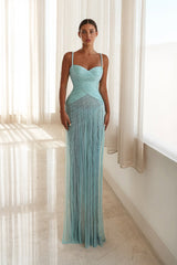 Pretty Sweetheart Strap Sleeveless Prom Dress Long Sheath With Pleats
