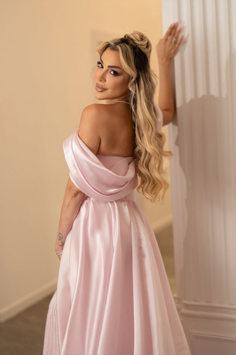 Glamorous Pink Off-The-Shoulder Mermaid Prom Dresses Sheath Gem With Zipper