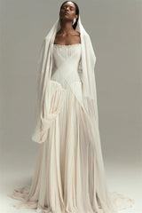 Timeless Strapless Sleeveless Chiffon Prom Dresses A-Line Lace-Up Back With Pleats