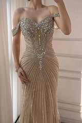 Luxury Sweetheart Off-The-Shoulder Mermaid Prom Dress Sheath Long With Gem
