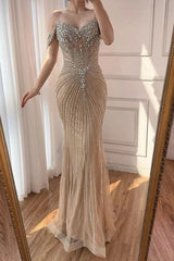 Luxury Sweetheart Off-The-Shoulder Mermaid Prom Dress Sheath Long With Gem