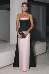 Chic Strapless Sleeveless Satin Mermaid Prom Dresses Sheath With Zipper