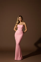Timeless Strapless Sleeveless Satin Mermaid Prom Dresses Sheath With Zipper