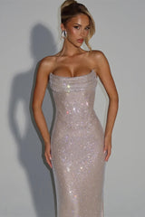 Stunning Strapless Sleeveless Mermaid Prom Dresses Sheath With Lace-Up Back