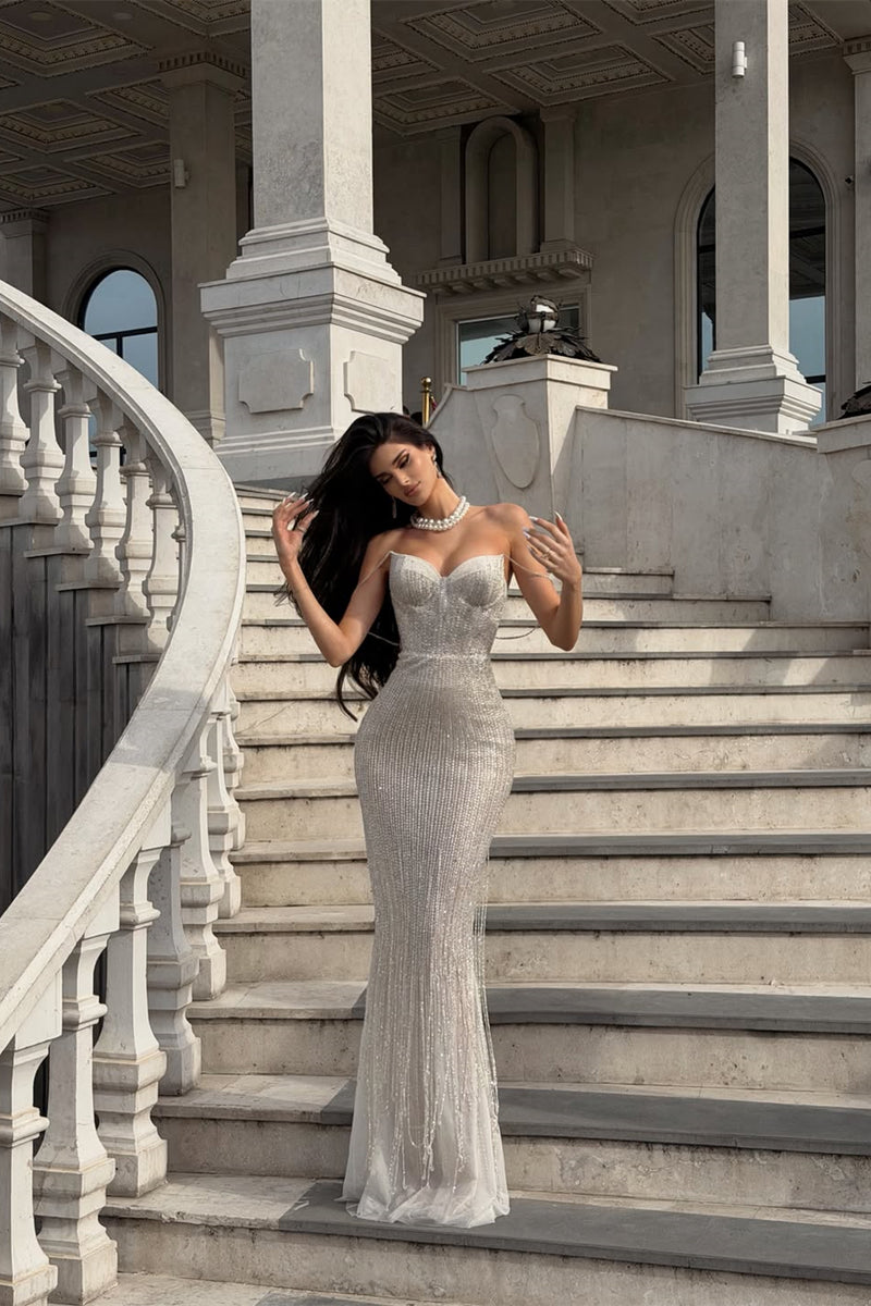 Timeless Sweetheart Spaghetti-Straps Sleeveless Mermaid Prom Dresses Sheath With Zipper