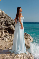 Timeless Sweetheart Strapless Sleeveless Chiffon Prom Dresses A-Line With Lace-Up Back
