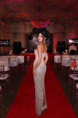 Dazzling Strapless Sleeveless Mermaid Prom Dresses Sheath Gem With Lace-Up Back