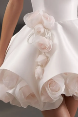 Elegant Strapless Sleeveless Satin Homecoming Dresses Mini With Zipper