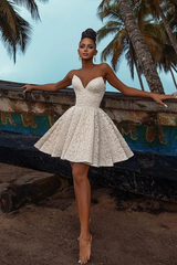 Elegant V-Neck Off The Shoulder Homecoming Dresses Mini With Pleats