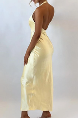 Chic Halter V-Neck Sleeveless Mermaid Prom Dresses Backless With Pleats