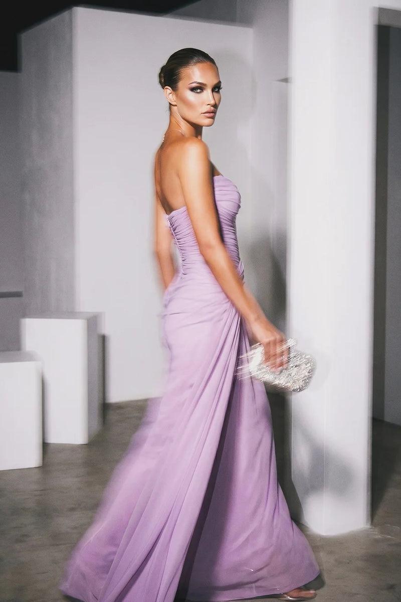 lavender silk chiffon dress Glamorous Sweetheart Strapless Sleeveless Prom Dresses Mermaid With Zipper ds25 50+ Best Coachella Outfit The fitted bodice defines Size:27S