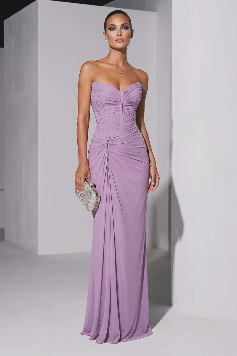 lavender chiffon prom dress A Line Sweetheart Lavender Chiffon Tiered Prom Dresses