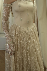 Glamorous Strapless A-Line Prom Dresses Gem Floor Length With Pleats