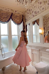 Charming Dusty Rose Strapless Sleeveless Satin A-Line With Zipper Pleats