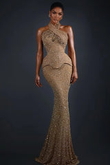 Timeless Halter Sleeveless Mermaid Prom Dresses Column With Lace-Up Back