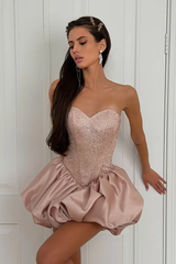 Dazzling Dusty Rose Sweetheart Strapless Sleeveless Satin Homecoming Dresses Mini With Pleats