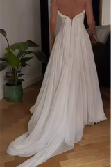 Elegant White Short Sleeves Chiffon Prom Dresses Backless With Lace-Up Back