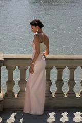 Timeless Pink Strapless Sleeveless Satin Mermaid Prom Dresses Floor Length With Lace-Up Back