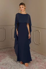 Glamorous Navy Blue Mermaid Satin Prom Dresses Column Floor Length With Zipper