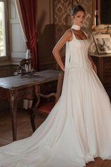 Elegant Straps Sleeveless Satin Prom Dresses Beading Long With Pleats