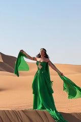 Charming Green Sweetheart Strapless Sleeveless Chiffon Prom Dresses Gem With Pleats