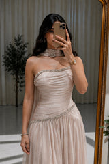 Charming Strapless Sleeveless A-Line Prom Dresses Gem Floor Length With Pleats