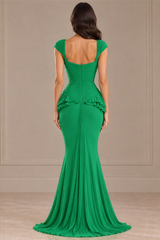Pretty Green Sweetheart Straps Mermaid Prom Dresses Floor Length With Pleats Zipper