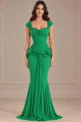 Pretty Green Sweetheart Straps Mermaid Prom Dresses Floor Length With Pleats Zipper