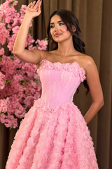 Unique Dusty Pink Strapless Sleeveless A-Line Prom Dresses Floor Length With Pleats