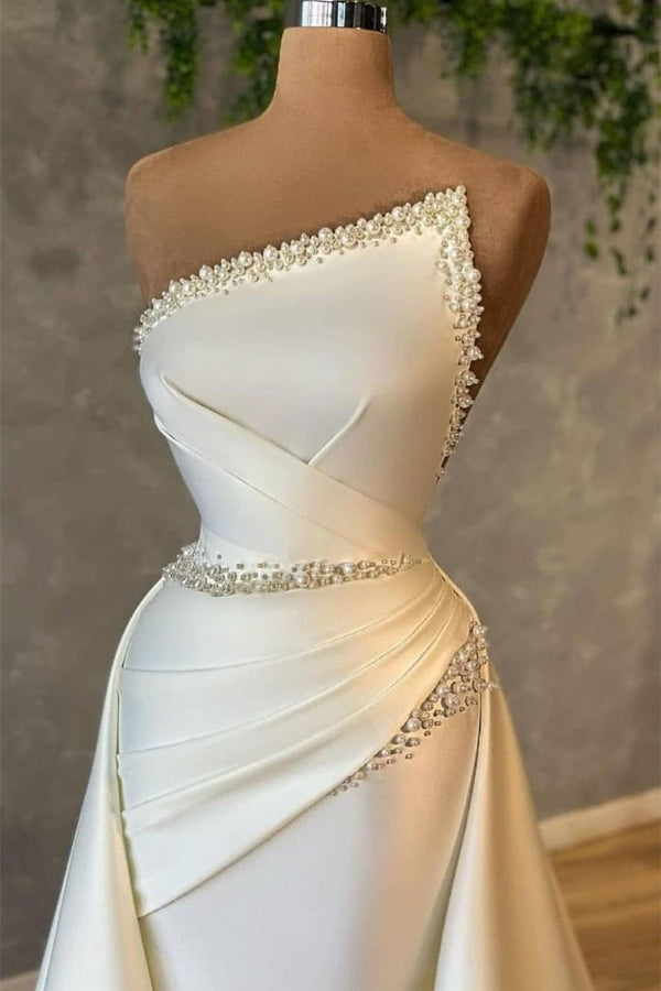 A-line Asymmetrical Beaded Floor-length Open Back Sleeveless Prom Dress-Ballbella