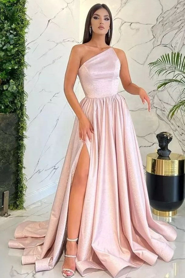 A-line Asymmetrical High Split Floor-length Sleeveless Prom Dress-Ballbella