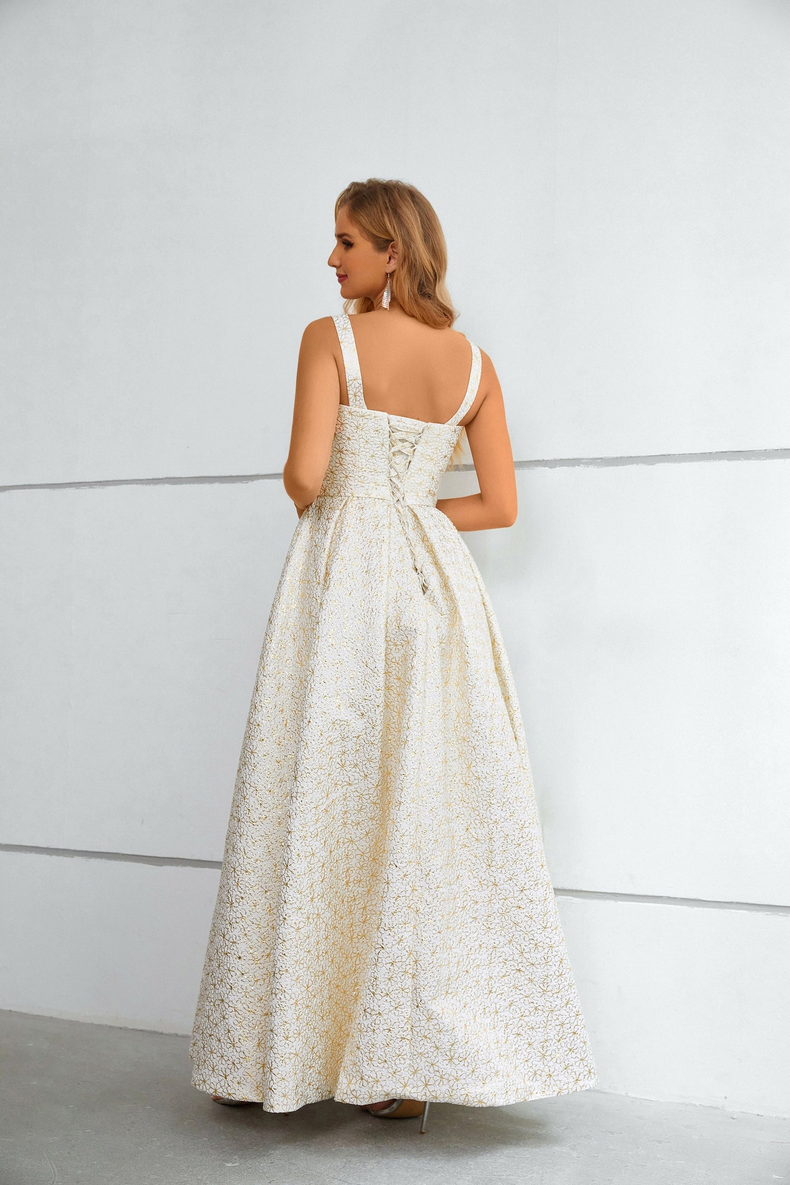 chinese dress ladies A-line High Split Square Lace Ankle Length Sleeveless Backless Prom Dr –  Ballbella