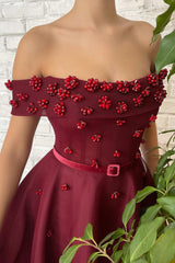 A-line Off-the-shoulder Ankle Length Sleeveless Open Back Beading Homecoming Dress-Ballbella