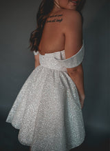 A-Line Off-The-Shoulder Knee-Length Sequined Homecoming Dresses-Ballbella