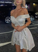 A-Line Off-The-Shoulder Sleeveless Short/Mini Homecoming Dresses-Ballbella