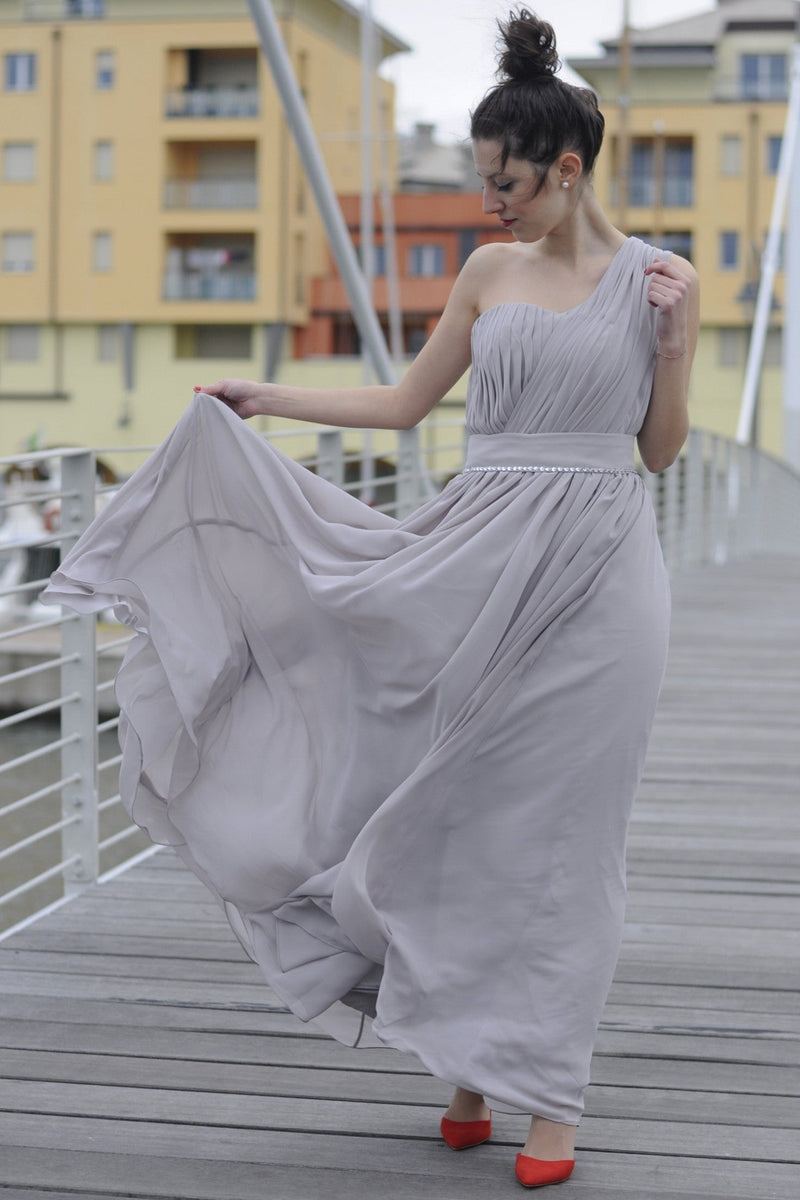 A-line One-shoulder Floor Length Chiffon Evening Dress A-line One-shoulder Floor Length Chiffon Evening Dress