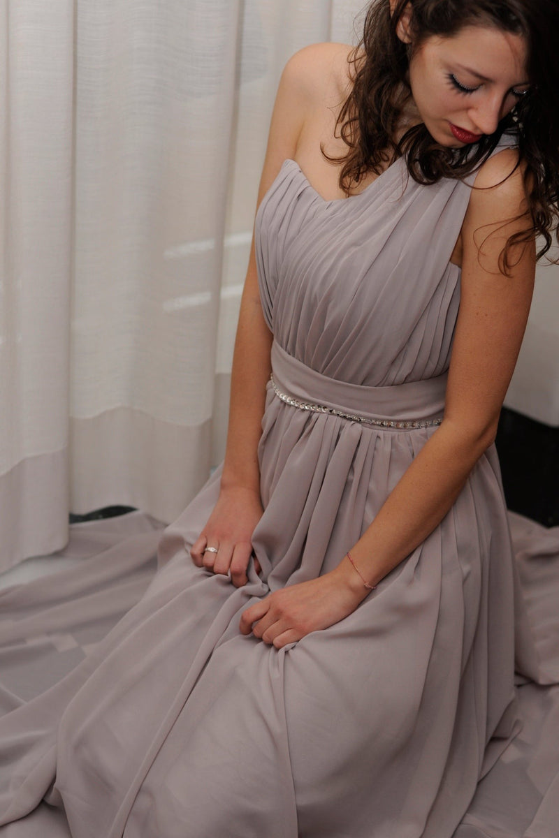 A-line One-shoulder Floor Length Chiffon Evening Dress A-line One-shoulder Floor Length Chiffon Evening Dress