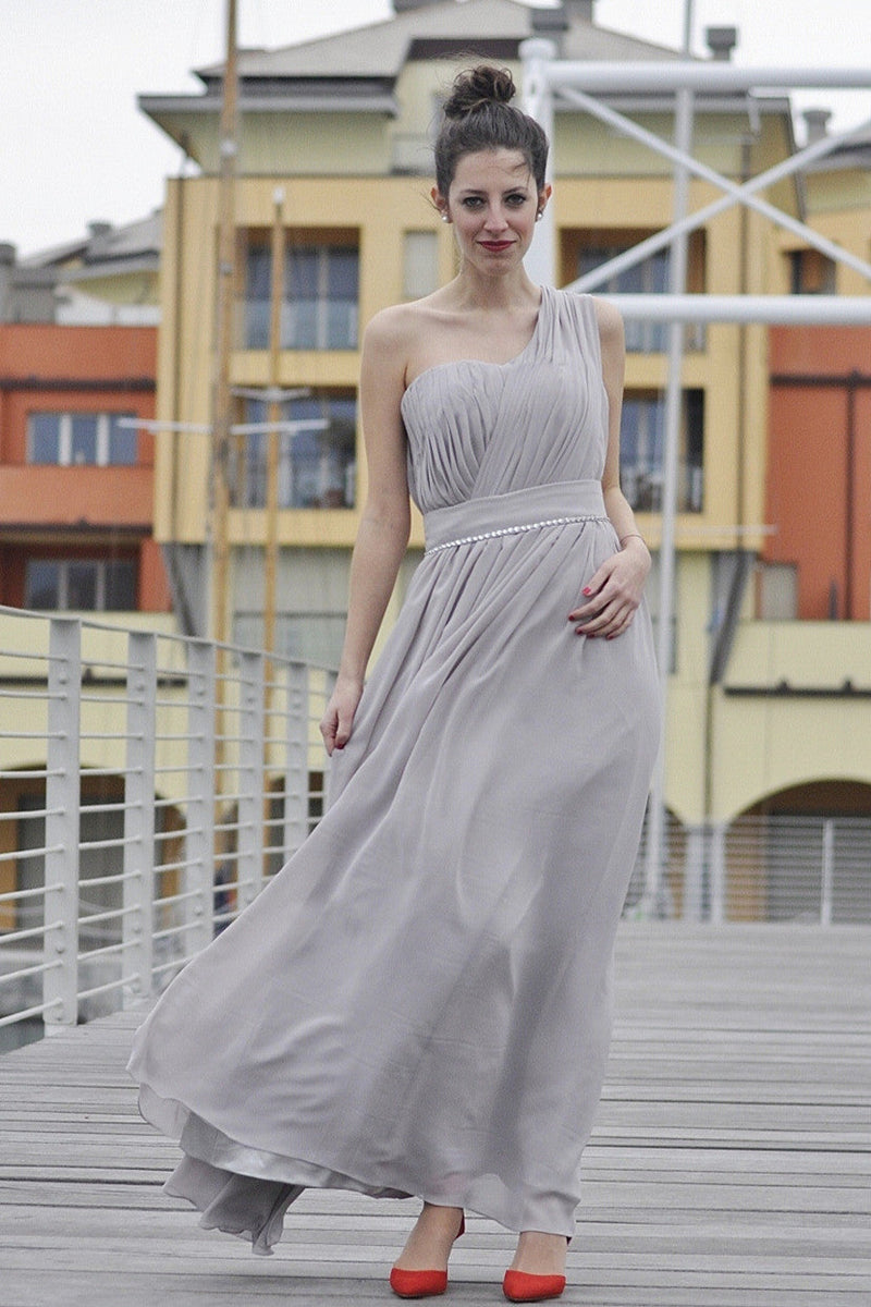 A-line One-shoulder Floor Length Chiffon Evening Dress A-line One-shoulder Floor Length Chiffon Evening Dress