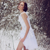 A-line One-shoulder Knee Length Tulle Lace Applique Prom Dress-Ballbella