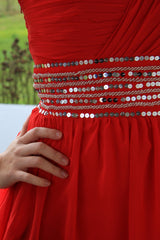 A-line One-shoulder Knee Length Tulle Spaghetti Homecoming Dress-Ballbella