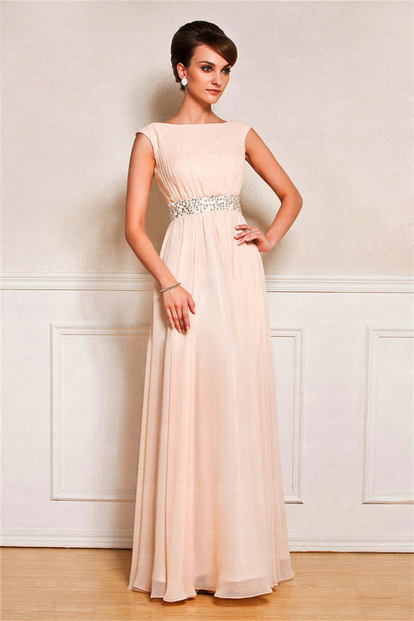 A-line short sleeves applique floor length mother's dress-Ballbella