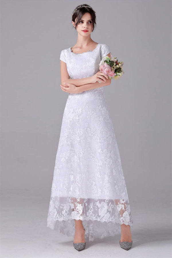 A-Line Short sleeves Asymmetrical Ankle Length Bateau mother's dress A-Line Short sleeves Asymmetrical Ankle Length Bateau mother's dress