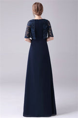 A-Line Short sleeves Jewel Lace Floor Length Casual mother's dress-Ballbella