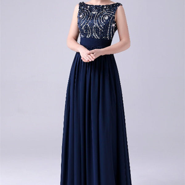 A-Line sleeveless Ankle-length Sequined beading Flower mother's dress
